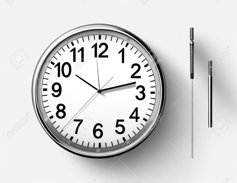 Крупным планом пустой Серебряные часы на белом фоне с отсечения путь для всех элементов, так что вы можете легко установить собственное время