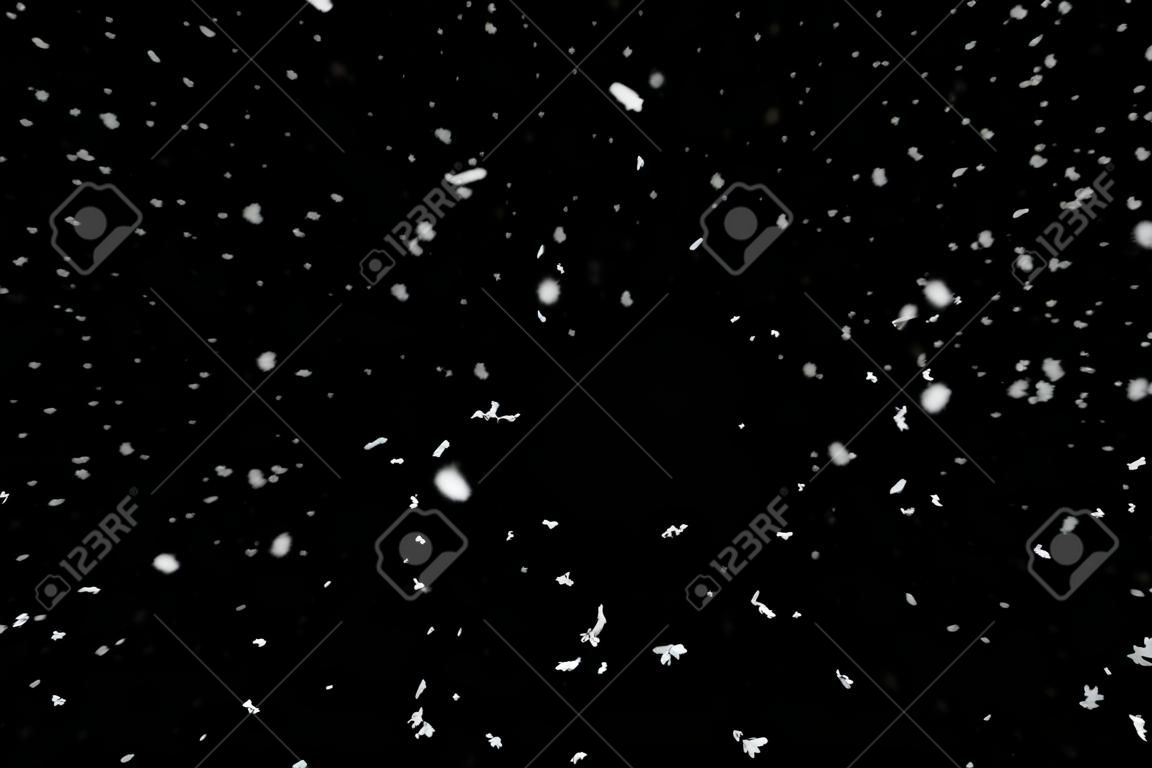 Winter background. falling snow isolated on black background