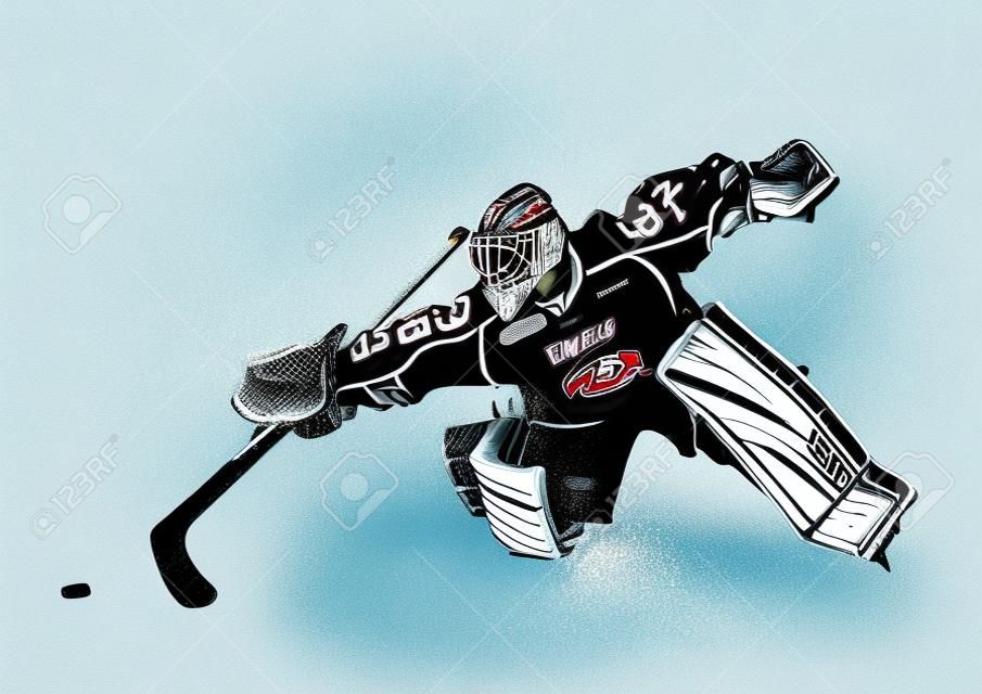 hockey sur glace gardien illustration sur fond blanc