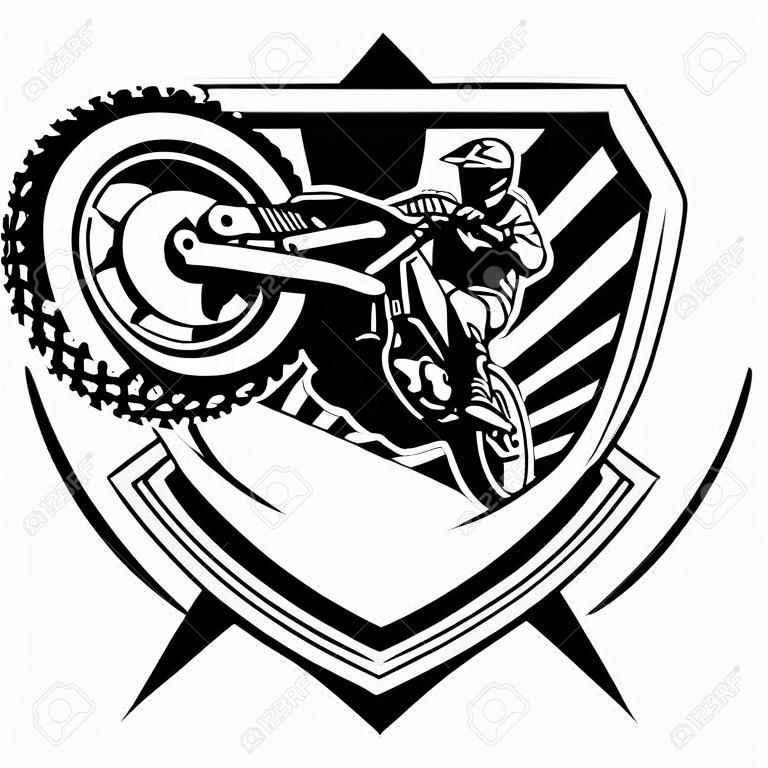 Ilustración de motocross en el escudo
