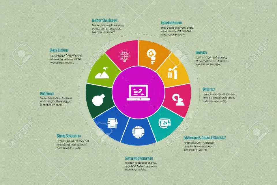 digital strategy Infographic 10 steps circle design. internet, SEO, content marketing, mission icons