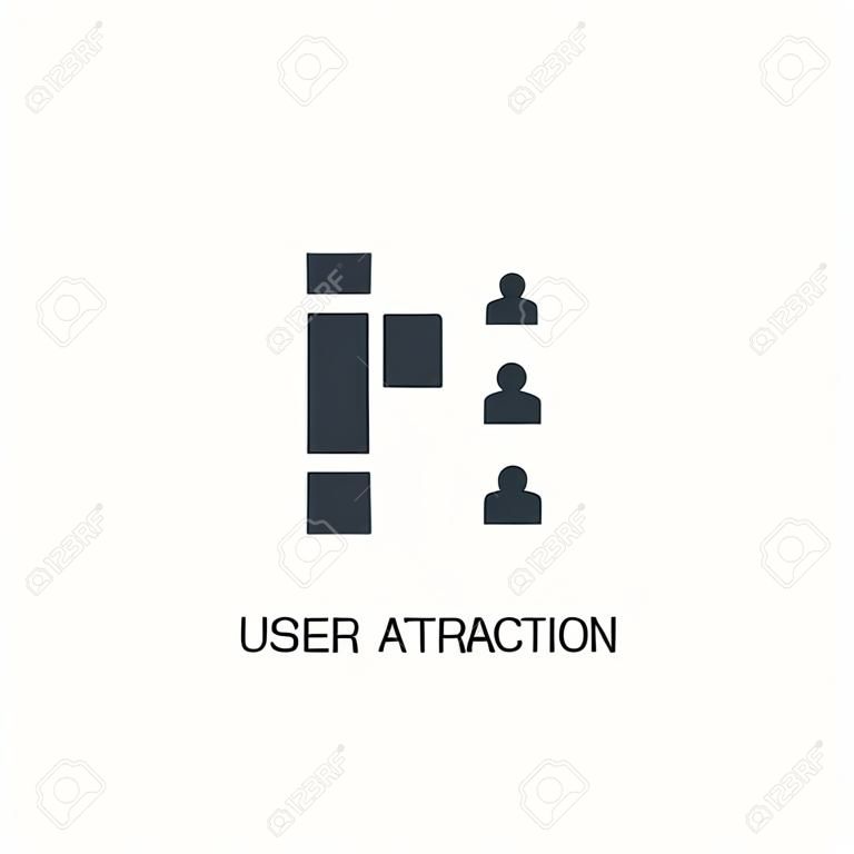 Ikona atrakcji użytkownika. prosta ilustracja elementu. koncepcja symbolu atrakcji użytkownika. może być używany do sieci