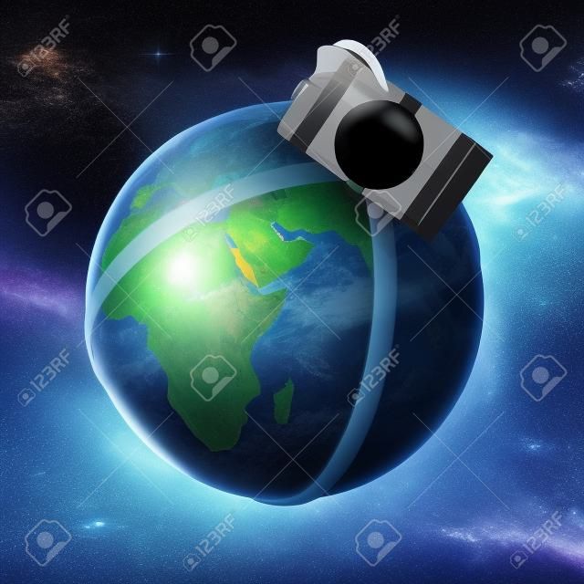 Planet with Bomb on white background 