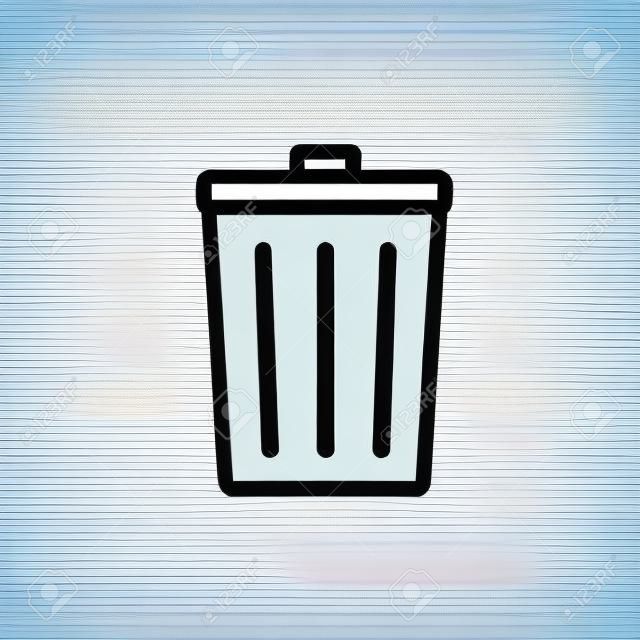 Trash can icon thin line for web and mobile, modern minimalistic flat design. Vector white icon on gradient mesh background.