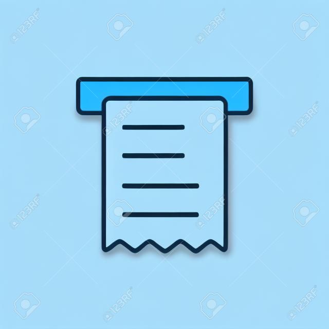 Icono de la línea de recibo para web, móvil y la infografía. Luz Vector icono azul aislado sobre fondo azul.