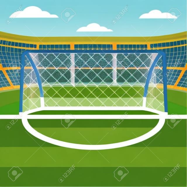 Achtergrond van voetbalstadion vector vlak ontwerp illustratie. Vierkante lay-out.