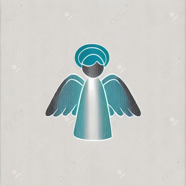 Easter angel vector sketch icon isolated on background. Hand drawn Easter angel icon. Easter angel sketch icon for infographic, website or app.