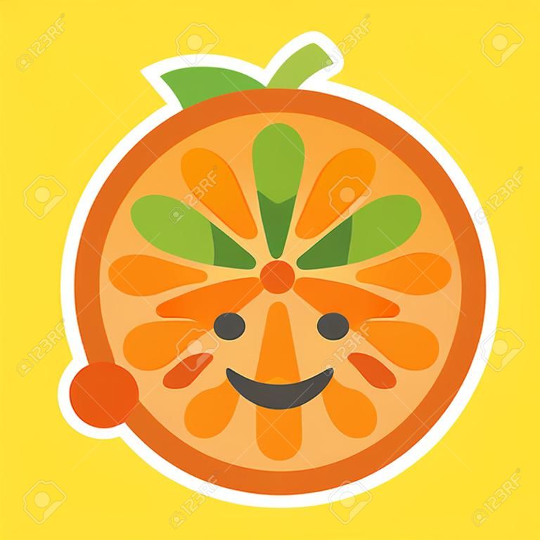 Boldog mosoly emoji. Smiley narancssárga gyümölcs emoji. Vector lapos tervezés hangulatjel ikon elszigetelt fehér háttérrel.