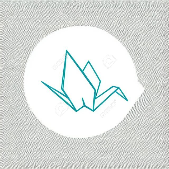 Żuraw origami ręcznie rysowane konspektu doodle ikona. Żuraw origami szkic ilustracji wektorowych do druku, sieci web, mobile i infografiki.