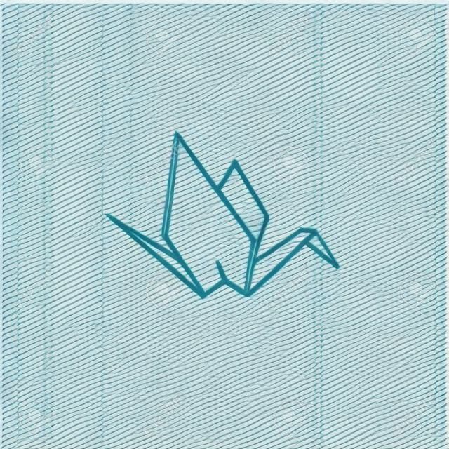 Icône de doodle contour dessiné main grue origami. Illustration de croquis de vecteur origami grue pour impression, web, mobile et infographie.