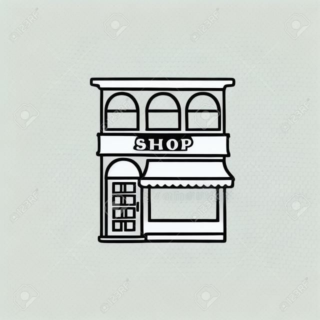 Front of shopping store hand drawn outline doodle icon. Local shop, retail, store front, sales concept. Vector sketch illustration for print, web, mobile and infographics on white background.
