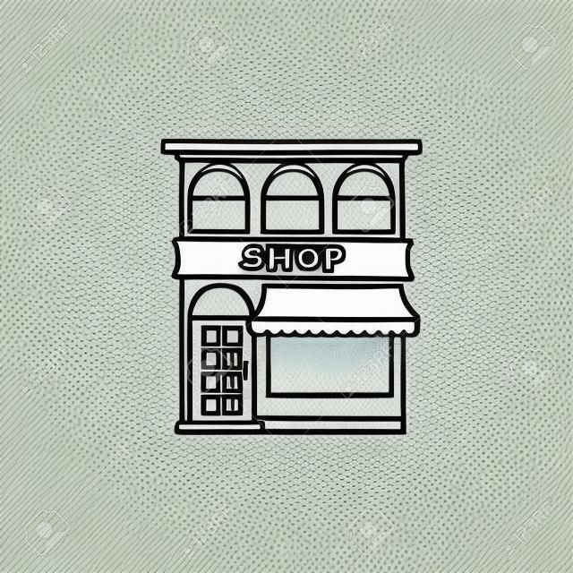 Front of shopping store hand drawn outline doodle icon. Local shop, retail, store front, sales concept. Vector sketch illustration for print, web, mobile and infographics on white background.