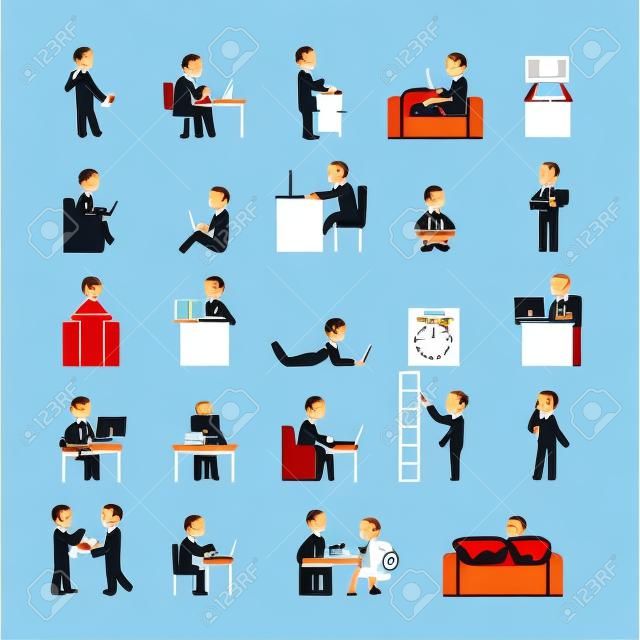 Conjunto de negocios que trabaja, iconos pictograma Humanos, formato vectorial