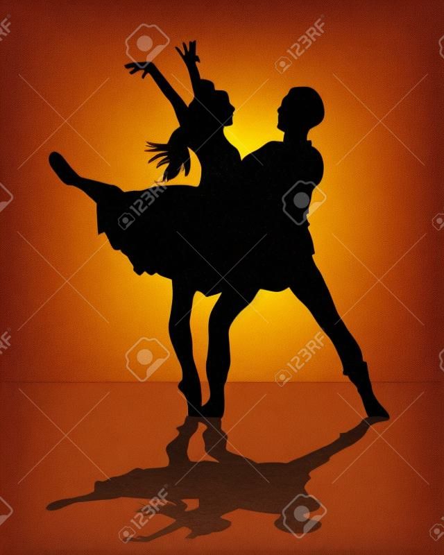 illustration of a ballet couple, silhouettes 