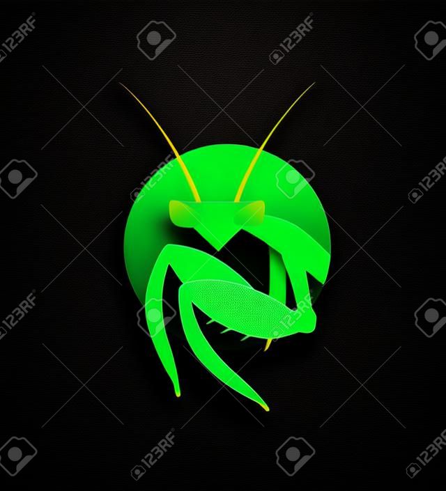 Creative mantis icon on black background.