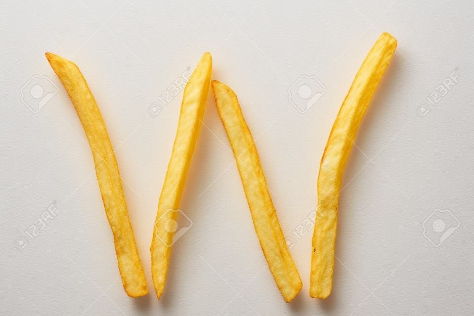 alphabet letter from French fries on the white