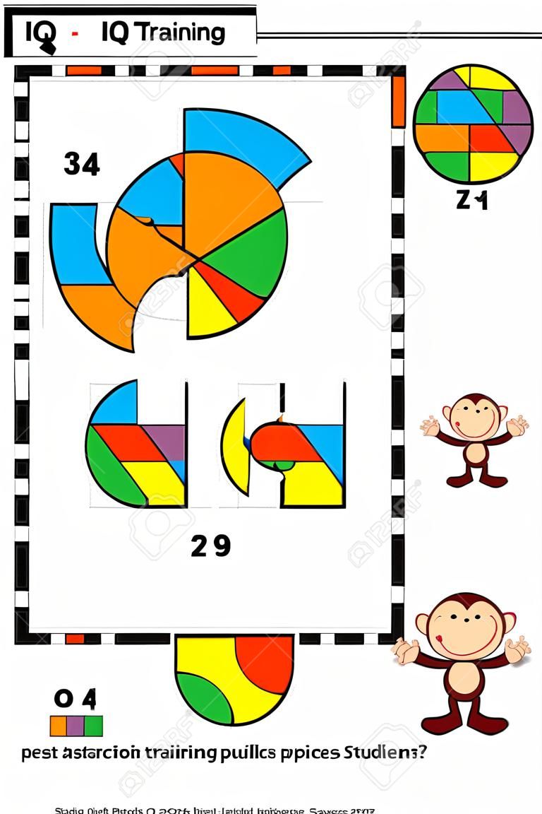IQ training abstracte visuele puzzel: Hoe wordt het gedaan? Welke twee stukken werden gebruikt om het patroon 5 te produceren? Antwoord inbegrepen.