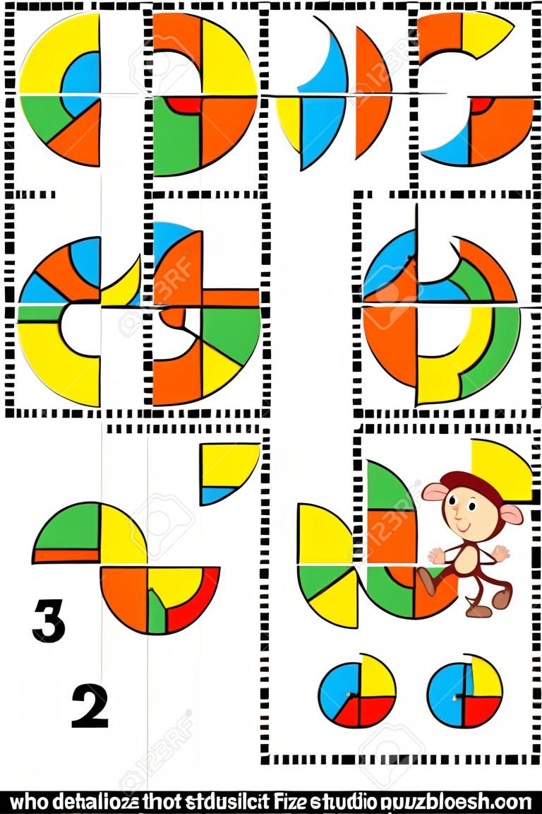 IQ training abstracte visuele puzzel: Hoe wordt het gedaan? Welke twee stukken werden gebruikt om het patroon 5 te produceren? Antwoord inbegrepen.