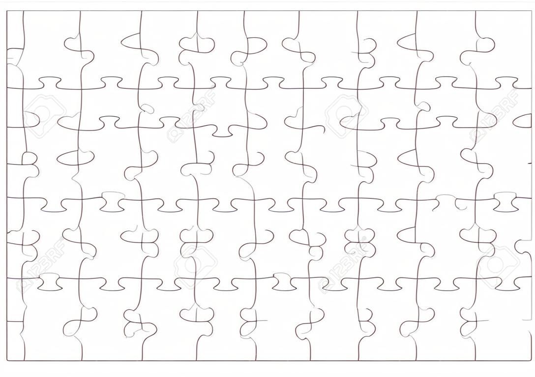 Puzzle blank template or cutting guidelines of 70 transparent pieces