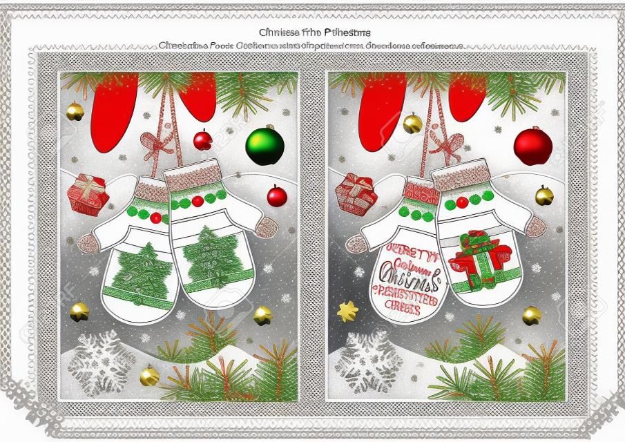 Natale a tema trova il puzzle di dieci differenze e la pagina da colorare.