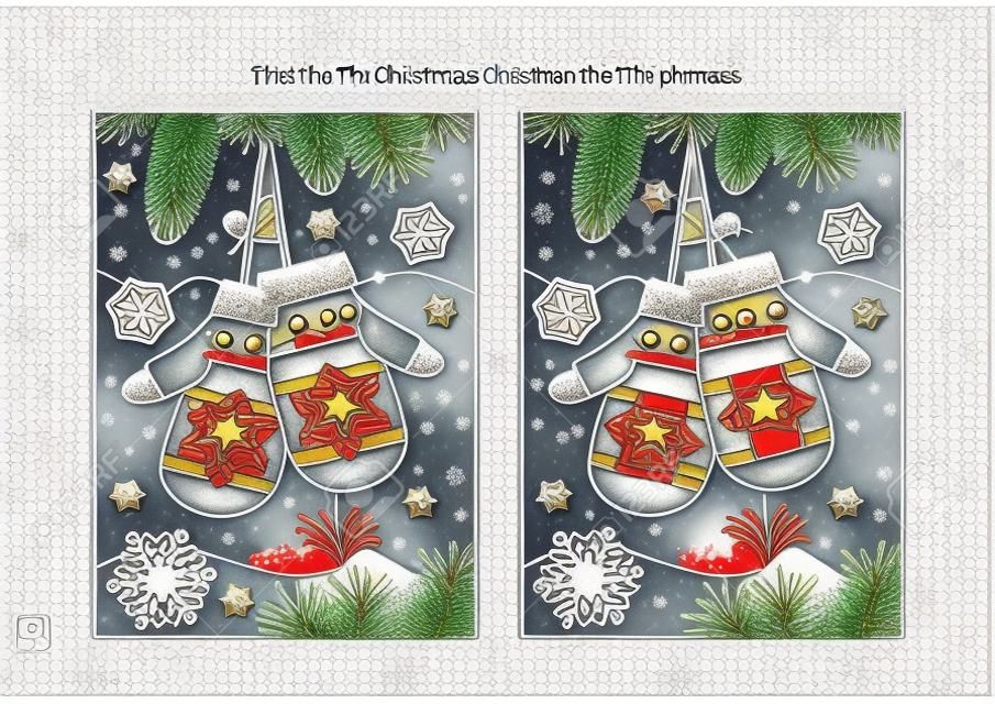 Natale a tema trova il puzzle di dieci differenze e la pagina da colorare.