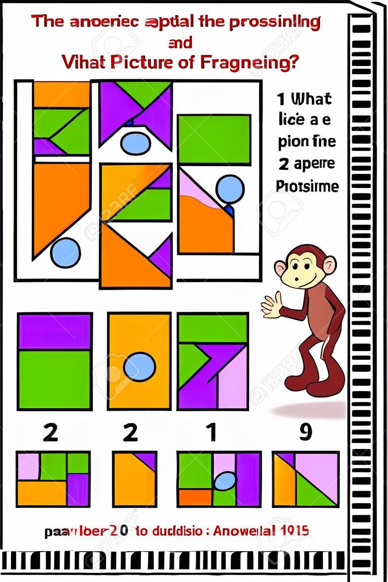 IQ, Gedächtnis und räumliches Denken trainieren abstraktes visuelles Puzzle: Was von den 2 - 10 sind nicht die Fragmente des Bildes 1? Antwort enthalten.