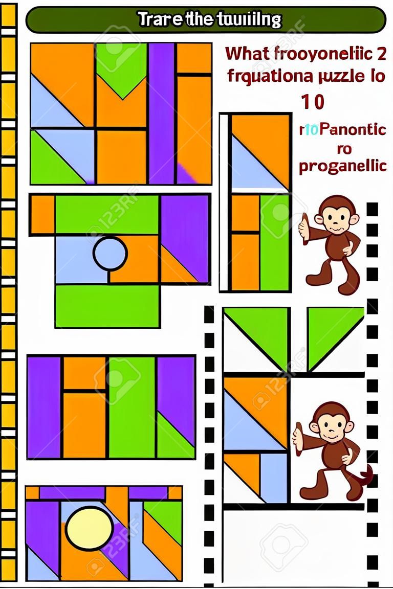 IQ, geheugen en ruimtelijk redeneren training abstracte visuele puzzel: Wat van de 2 - 10 zijn niet de fragmenten van de afbeelding 1? Antwoord inbegrepen.