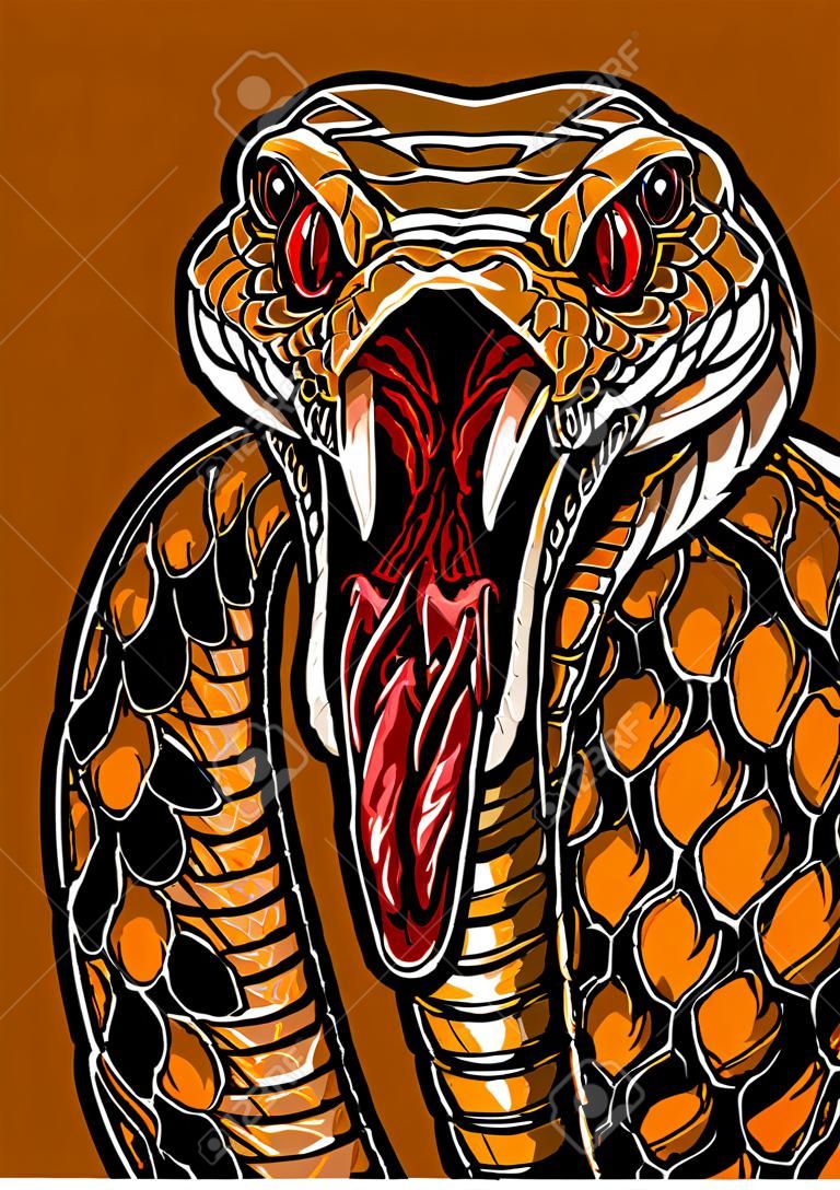 Ein König Kobra Schlangenkopf mit offenem Mund.