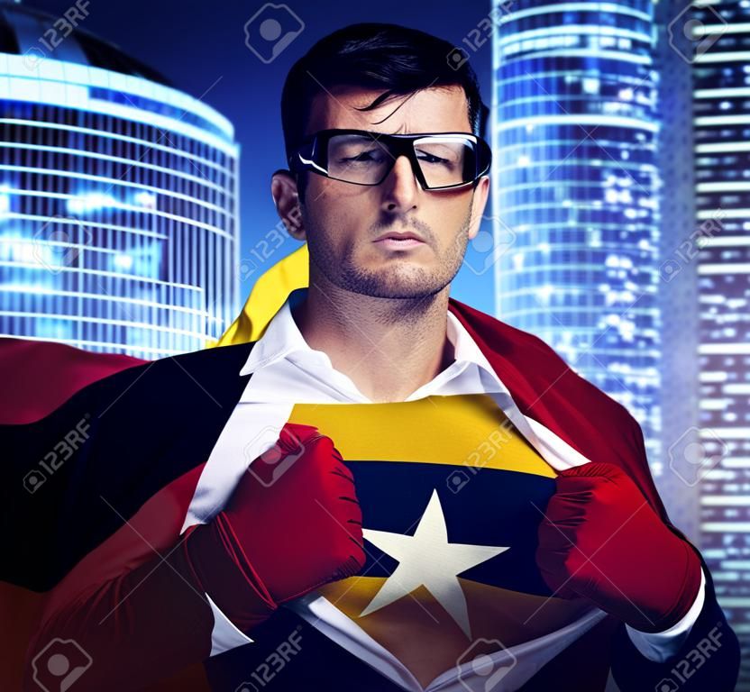Empresario Superhero País Venezuela Bandera Cultura Concepto de alimentación