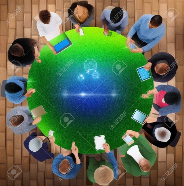 Group of Multietnische People Connected Digital Devices Concept