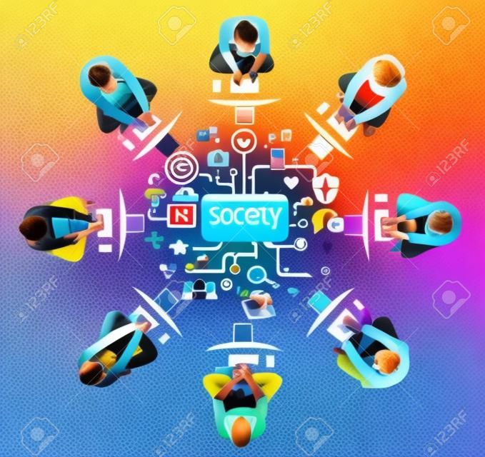 Sociedad Social Media Social Networking Conexión Concepto