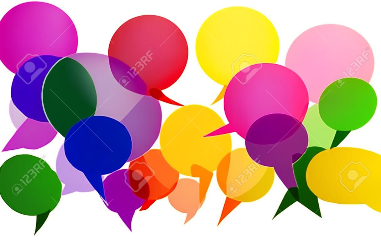 Burbujas del discurso colorido Pensamientos Comunicación Hablar Concepto