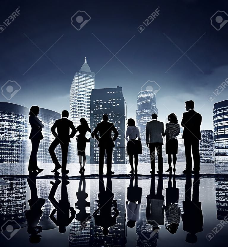 Corporate Business People Looking Up Skyscraper Concept