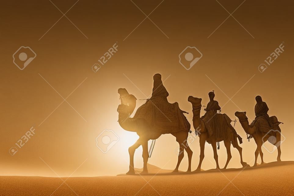 3 つの賢明な男性ラクダ旅行砂漠ベツレヘム コンセプト