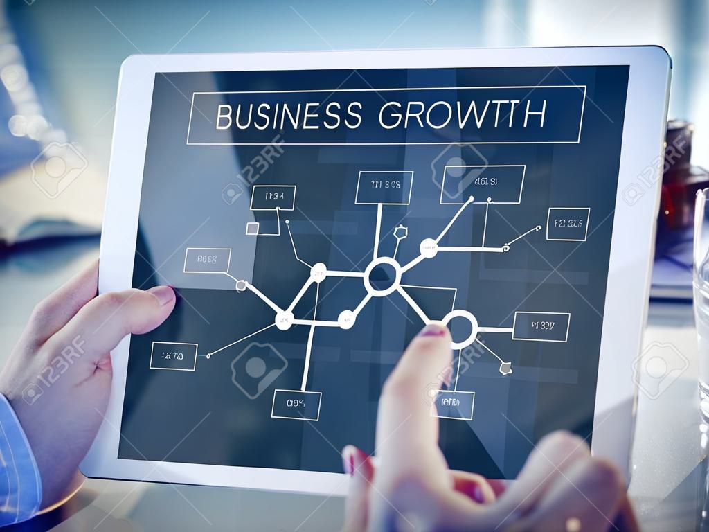 Concetto di strategia di analisi dei dati di risultato di crescita di affari