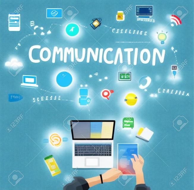 Kommunikation, Verbindung, Internet-Multimedia-Technologie-Konzept