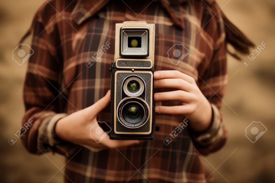 Vintage Camera Photographe focus Concept Shooting