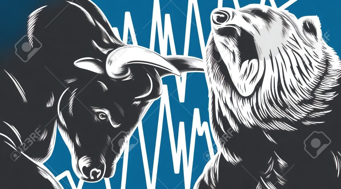 Bull und Bear Market Investment Business Icon Konzept