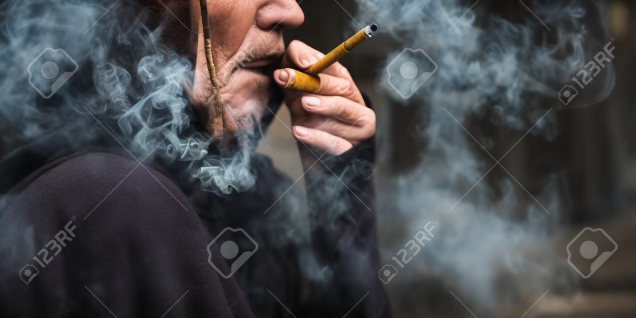Homeless Adult Woman Smoking Cigarette Addiction