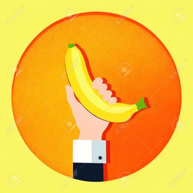 Illustrazione della banana della tenuta della mano