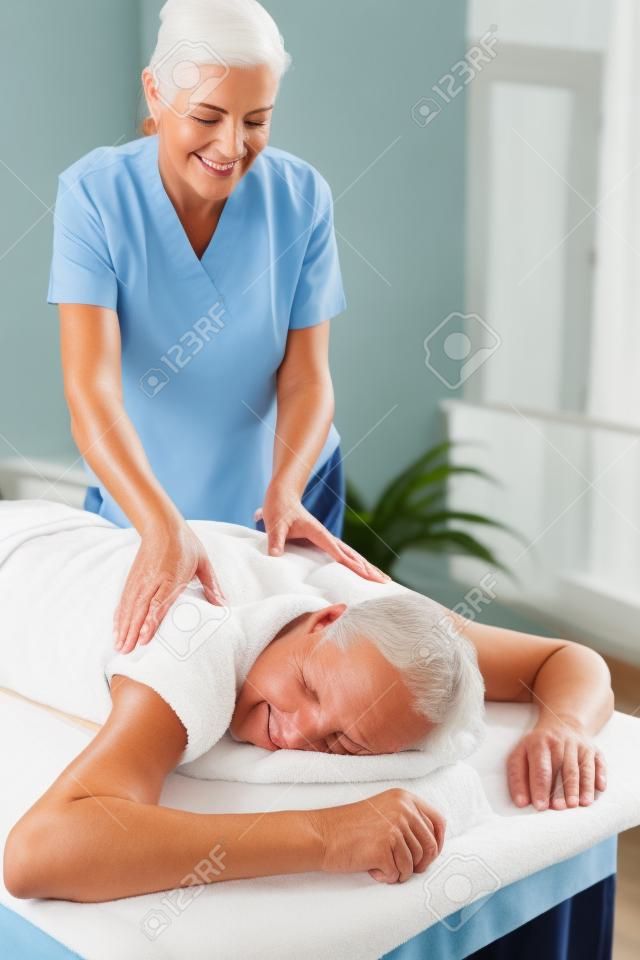 A senior having a massage