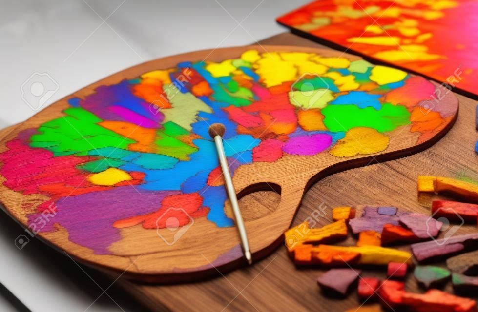 Colors on a wooden palette
