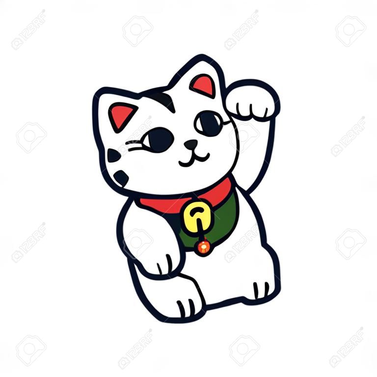 Illustrazione del gatto fortunato Maneki Neko