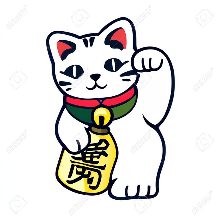 Maneki Neko lucky cat illustration