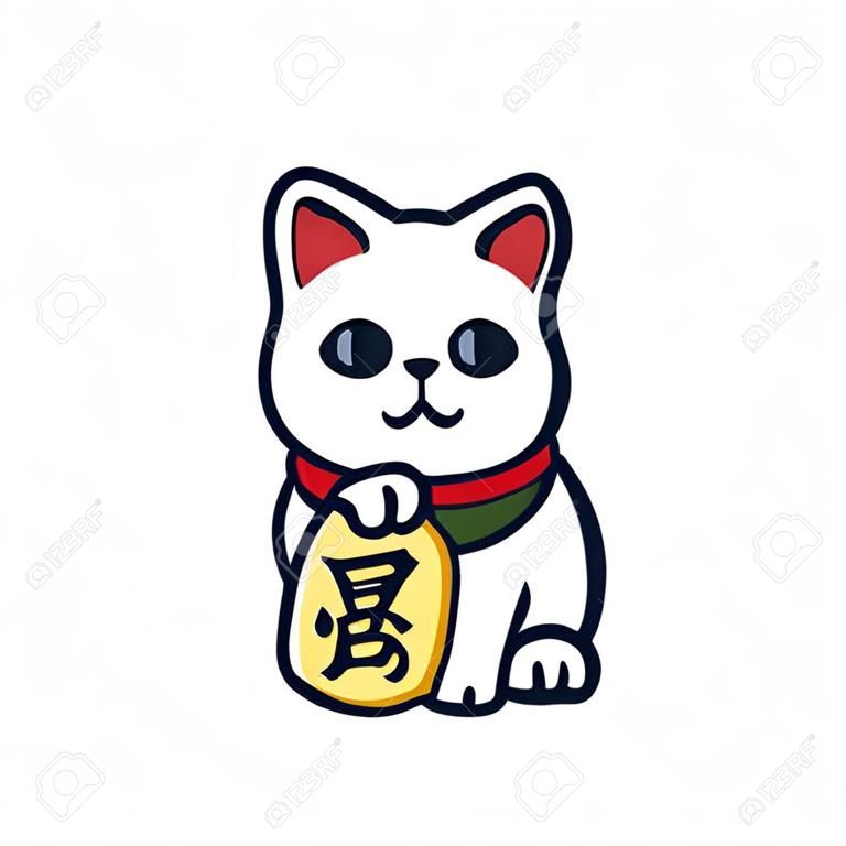 Maneki Neko glückliche Katzenillustration
