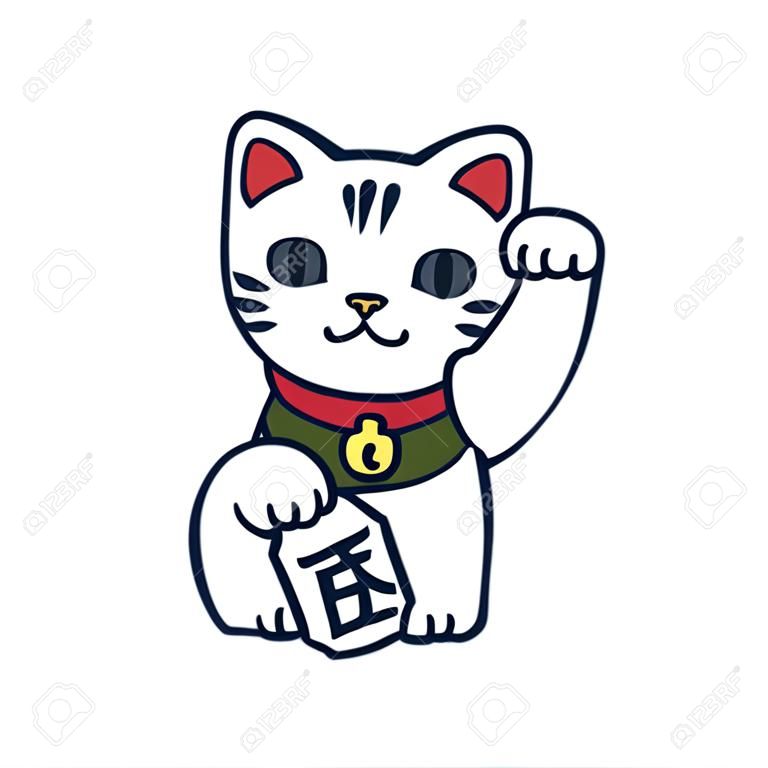Illustrazione del gatto fortunato Maneki Neko