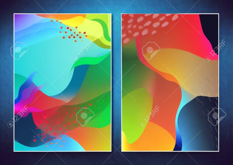 Set of colorful Memphis style backgrounds vector