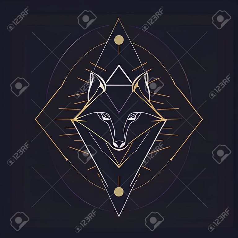 Geometric fox mystic symbol vector