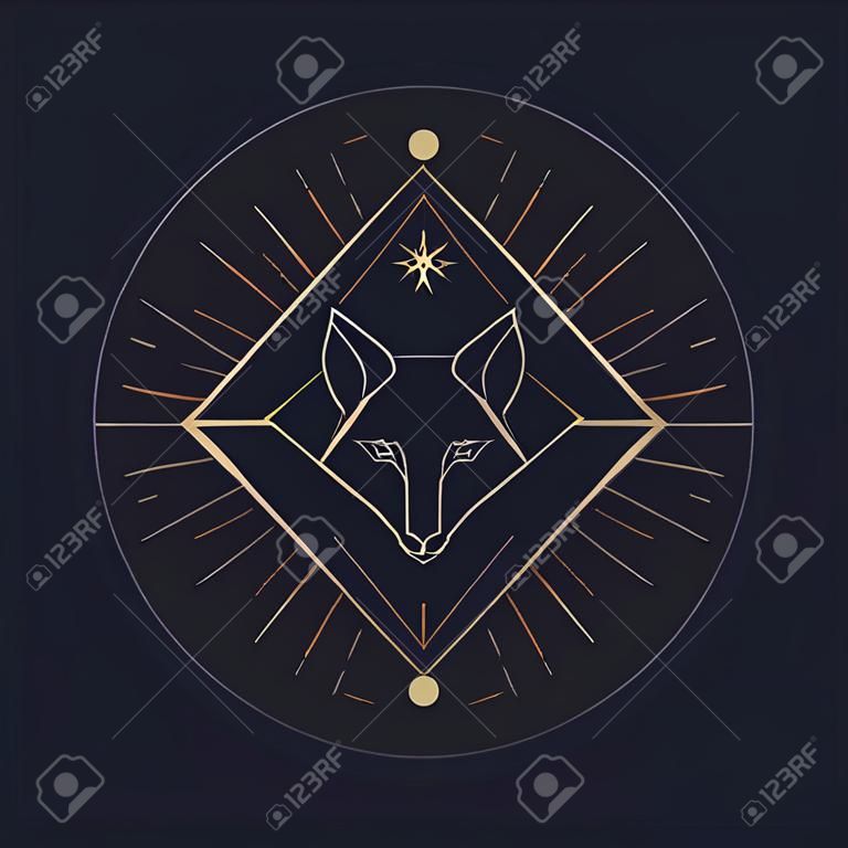 Geometric fox mystic symbol vector