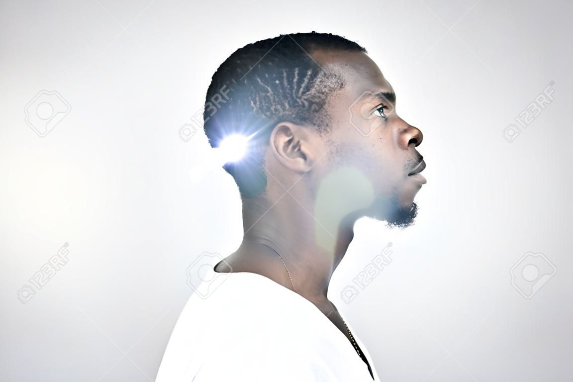 Side view of a thoughtful black man